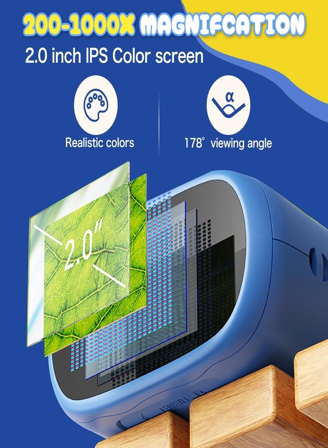 Chendssfkd 2 in 1 Handheld Microscope and Telescope for Kids, 2.0" IPS Screen, Portable Educational Toys, Handheld Digital Miniscope Gifts for Age 3 4 5 6 7 8 9 10 11 12 Year Old Boys Girls Children Students - Image 3